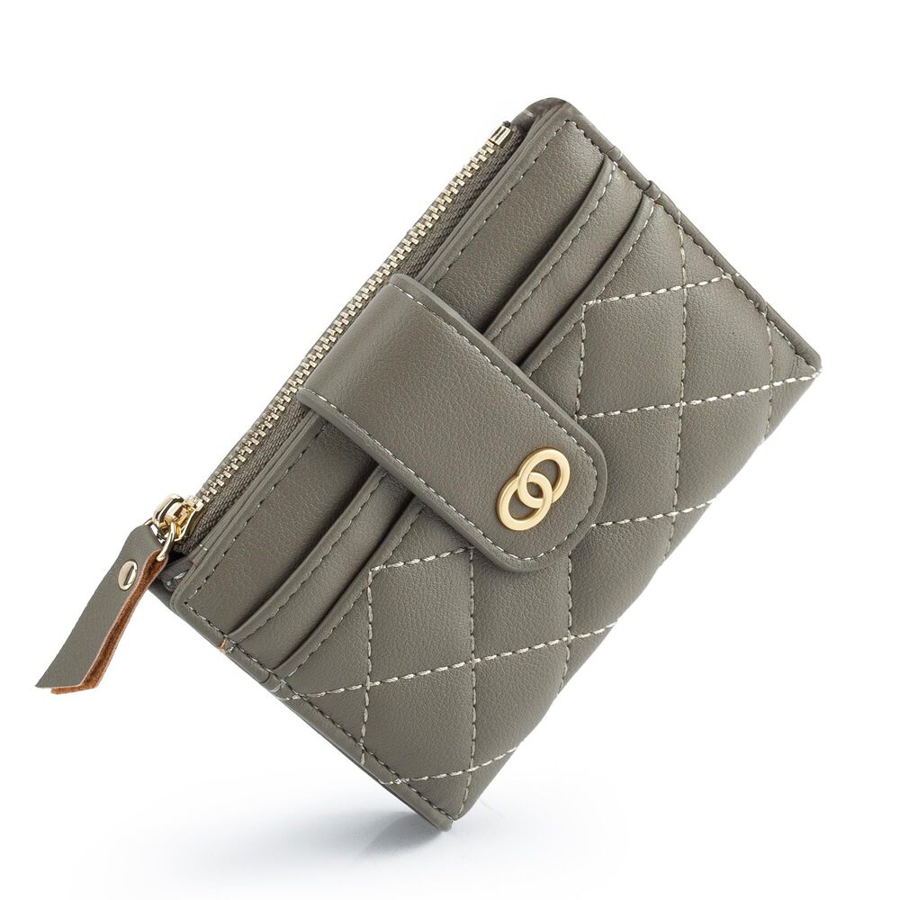 9402 Small Quilted Wallet PU Leather Bifold RFID Blocking Credit Card